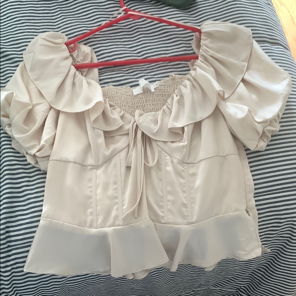 Elegant Cream Ruffle Top